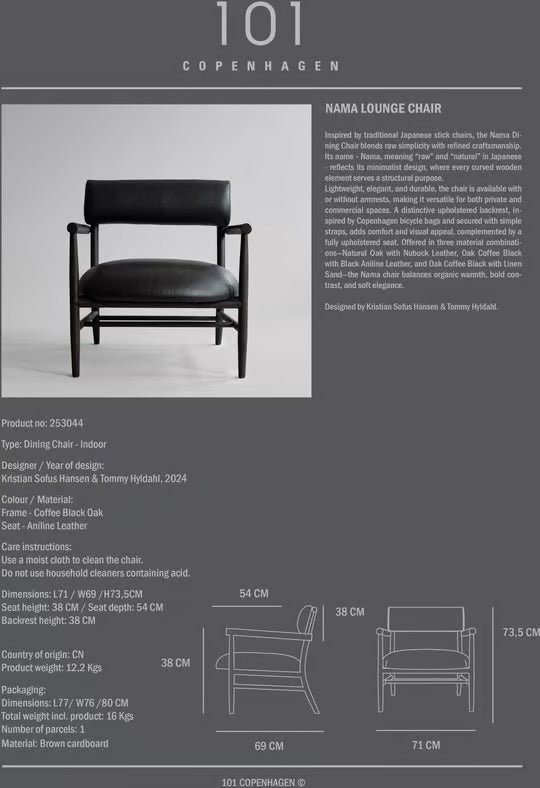 Nama lounge stol sort skinn