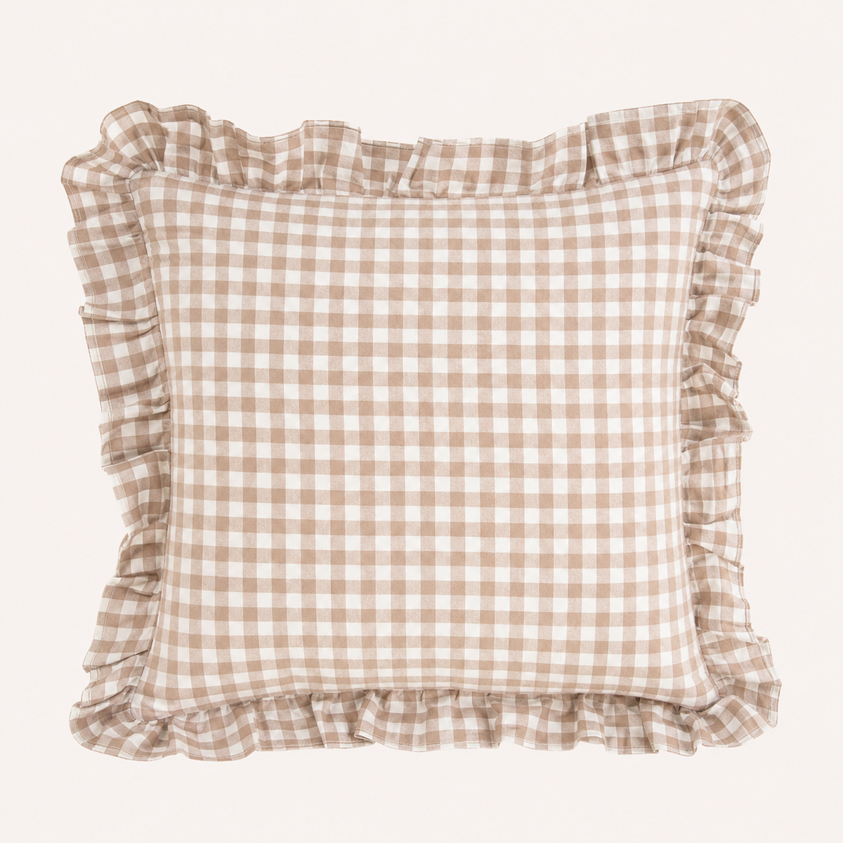 Gingham putetrekk mørk beige