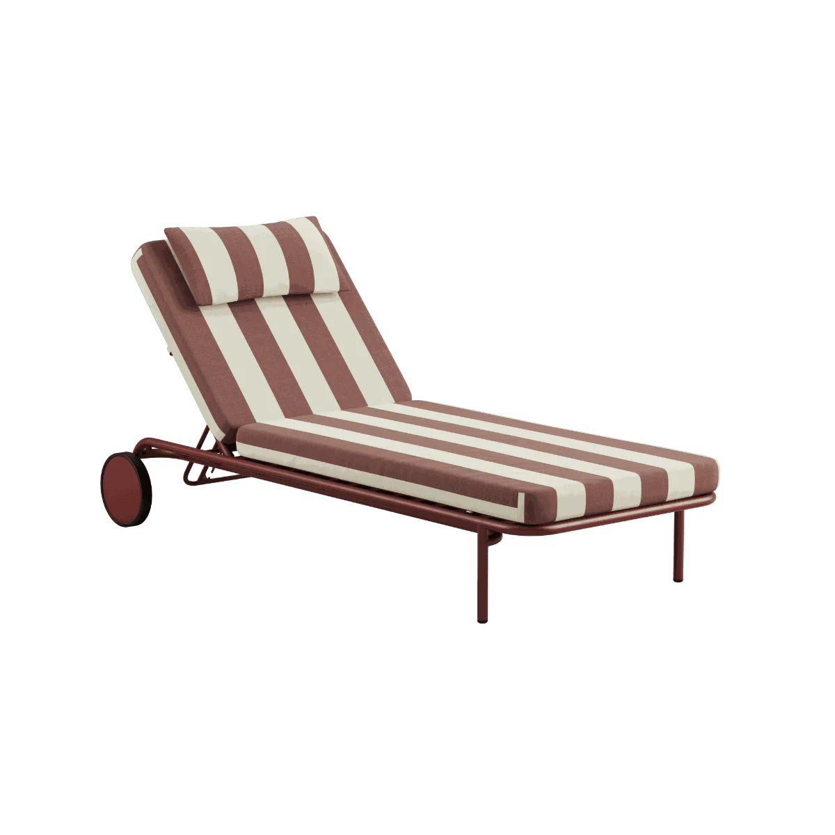 Mollis solseng burgunder med justerbart rygglen – dansk hagedesign inspirert av klassiske badehoteller