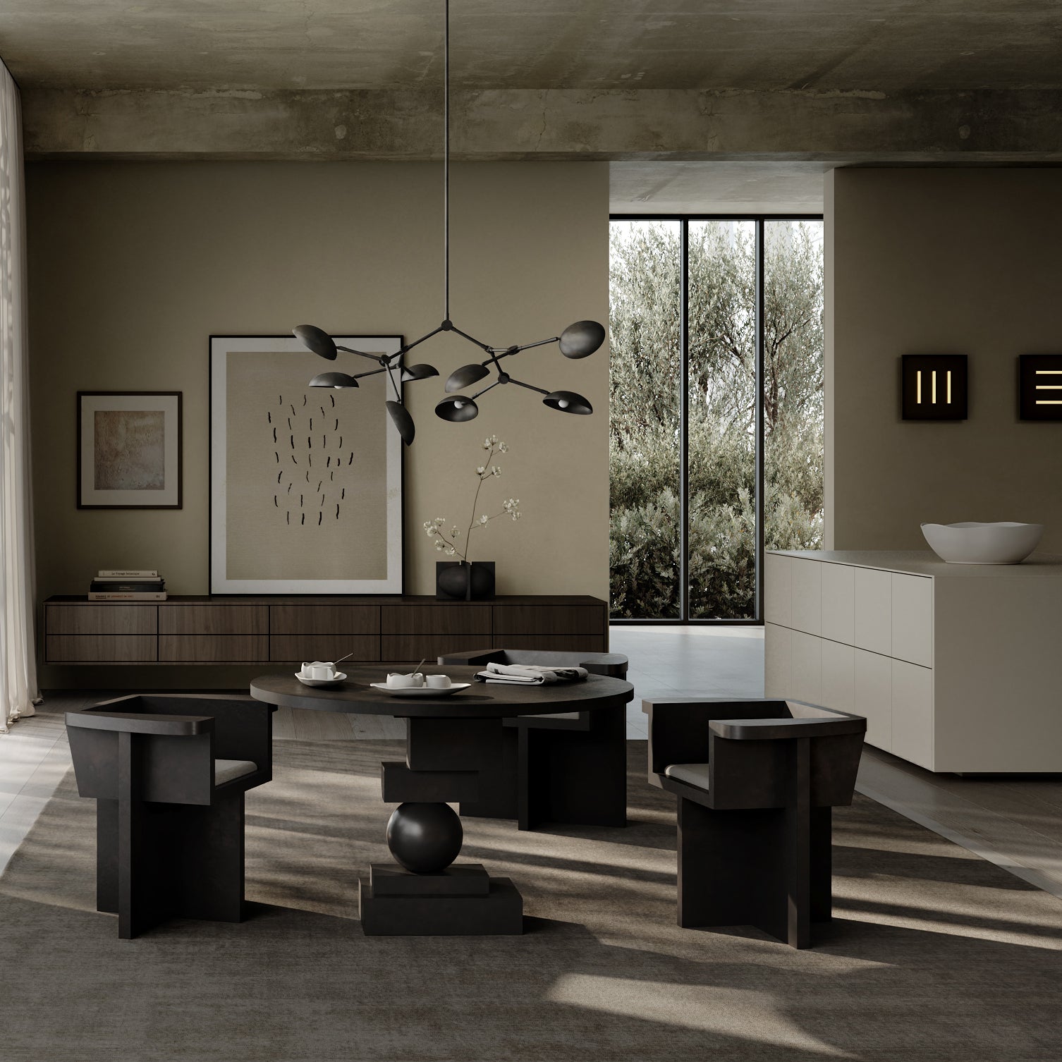 Drop chandelier burned black mini