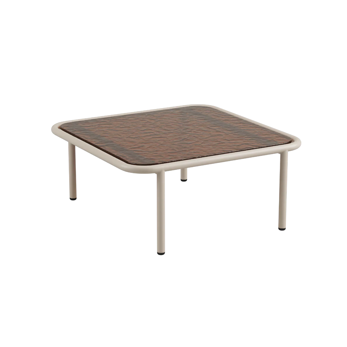 Mollis hagebord beige – kompakt uteromsbord med pulverlakkert aluminiumsunderstell i beige tone