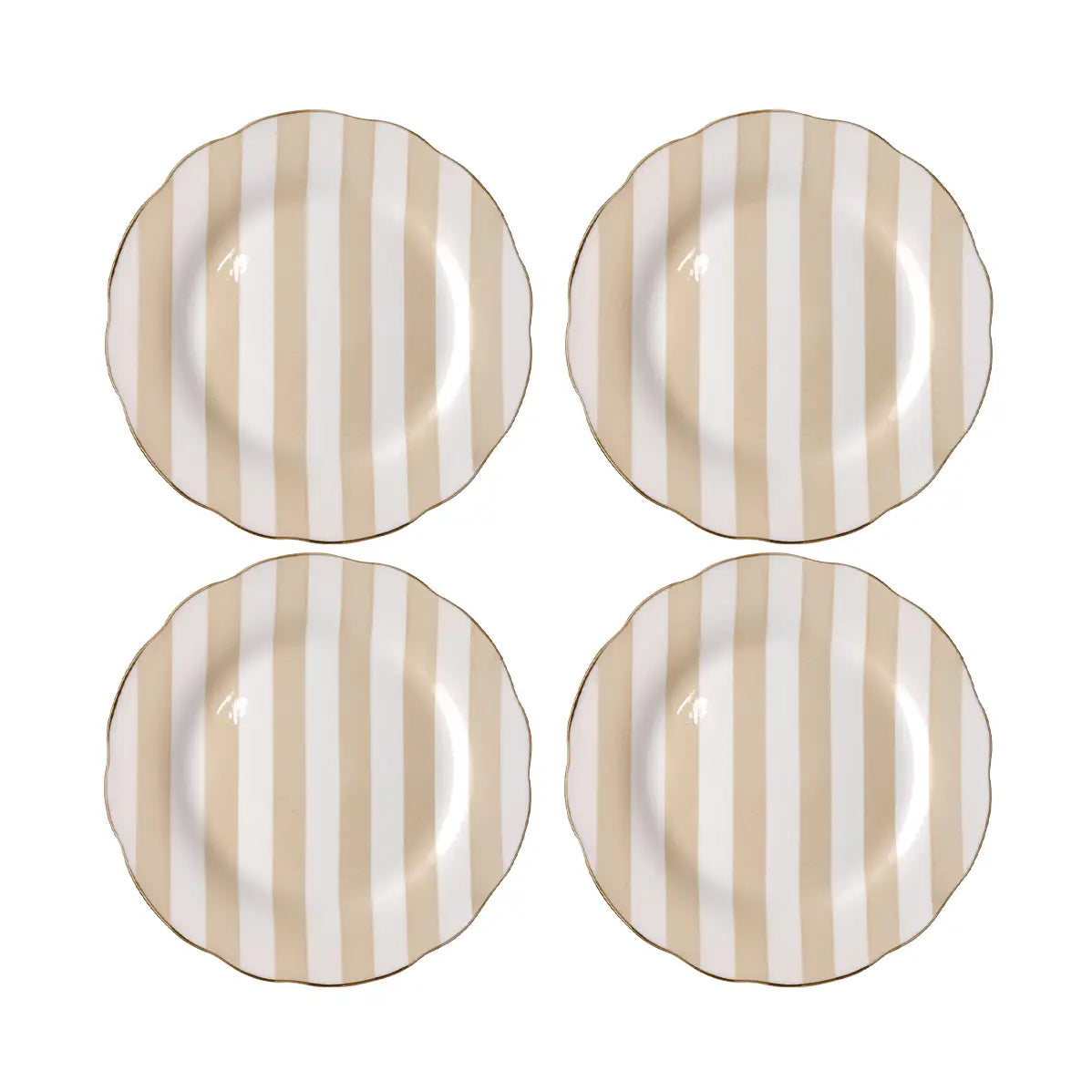 Stripet sand desserttallerken 4 pk