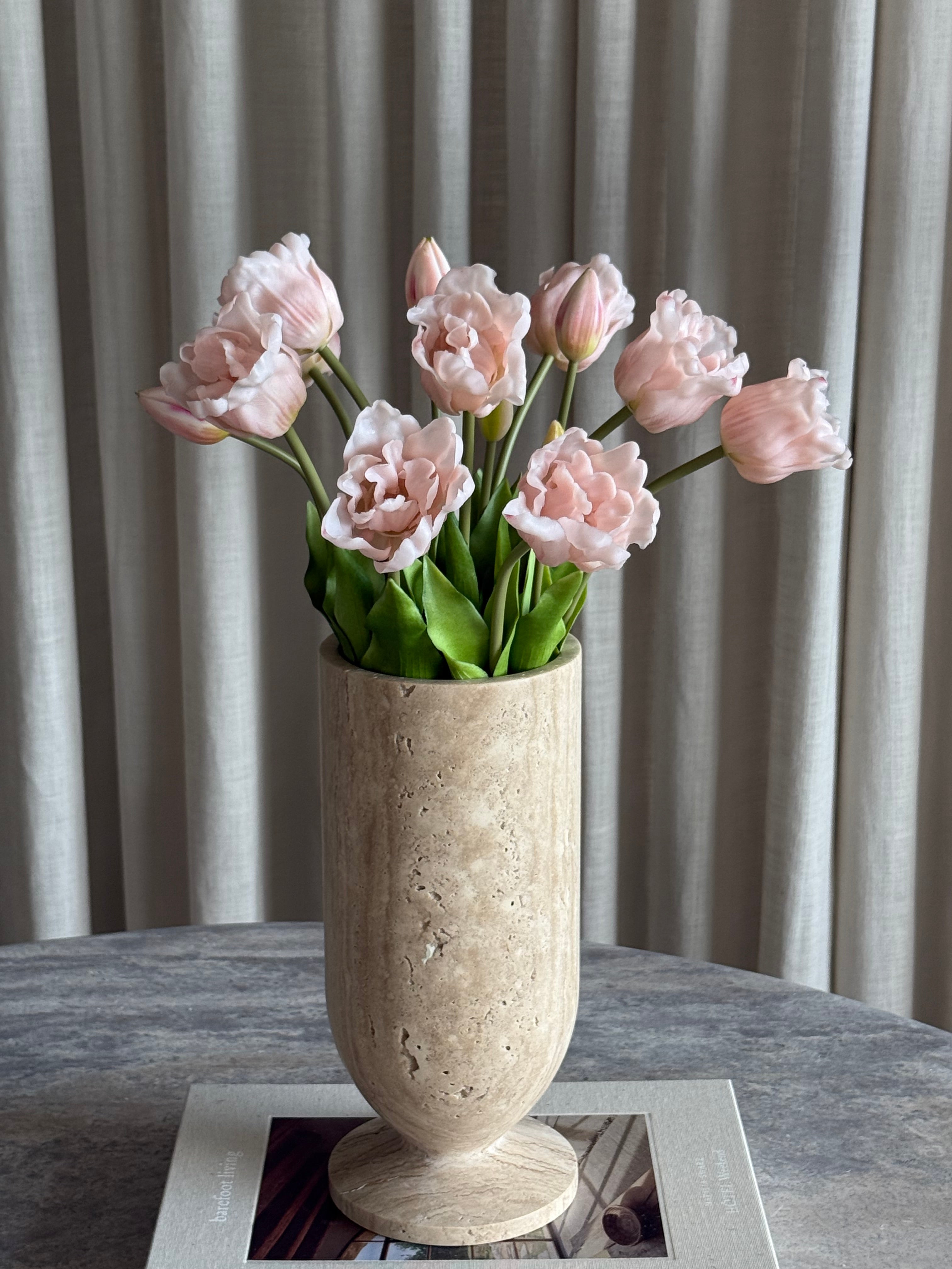 Tulipan premiumbukett lys rosa – 15 store, lyse rosafargede tulipaner i fyldig bukett, høyde 46 cm