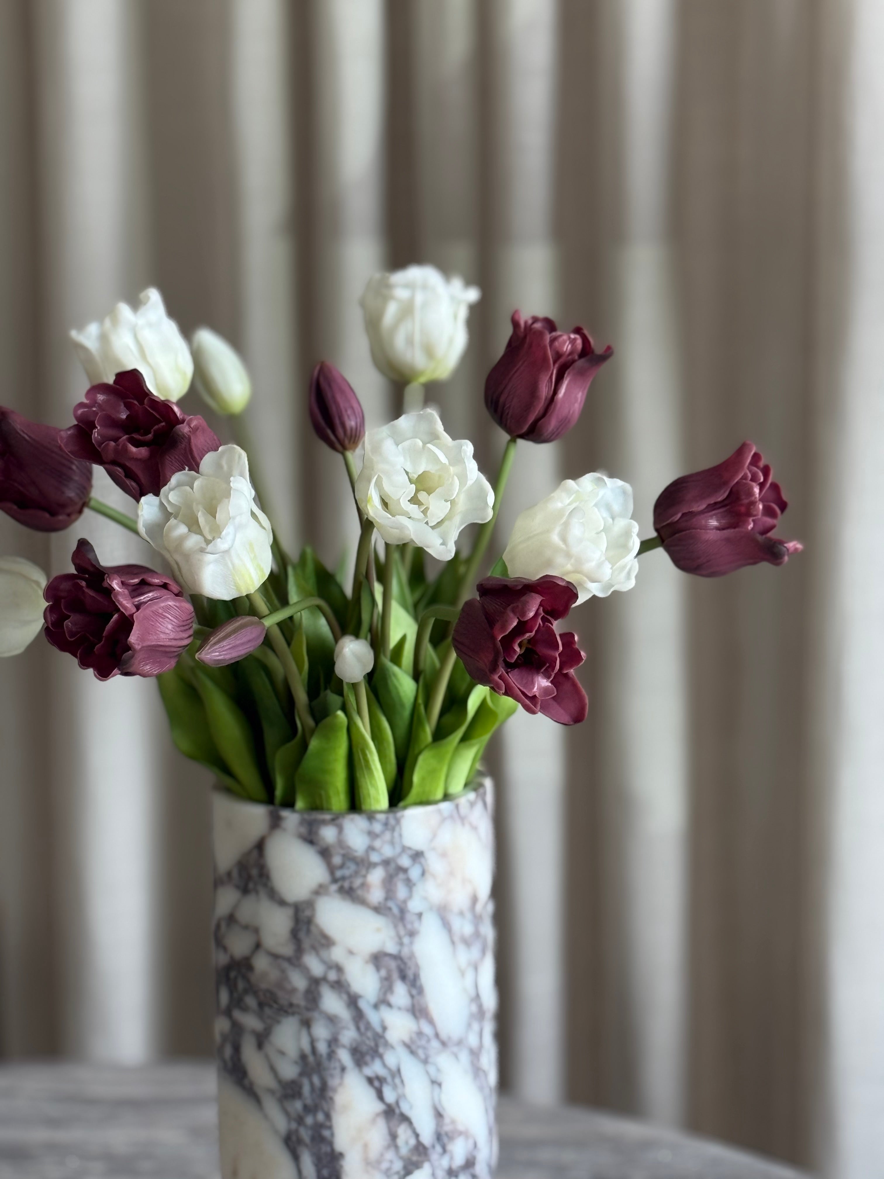 Tulipan premiumbukett mix burgunder/hvit