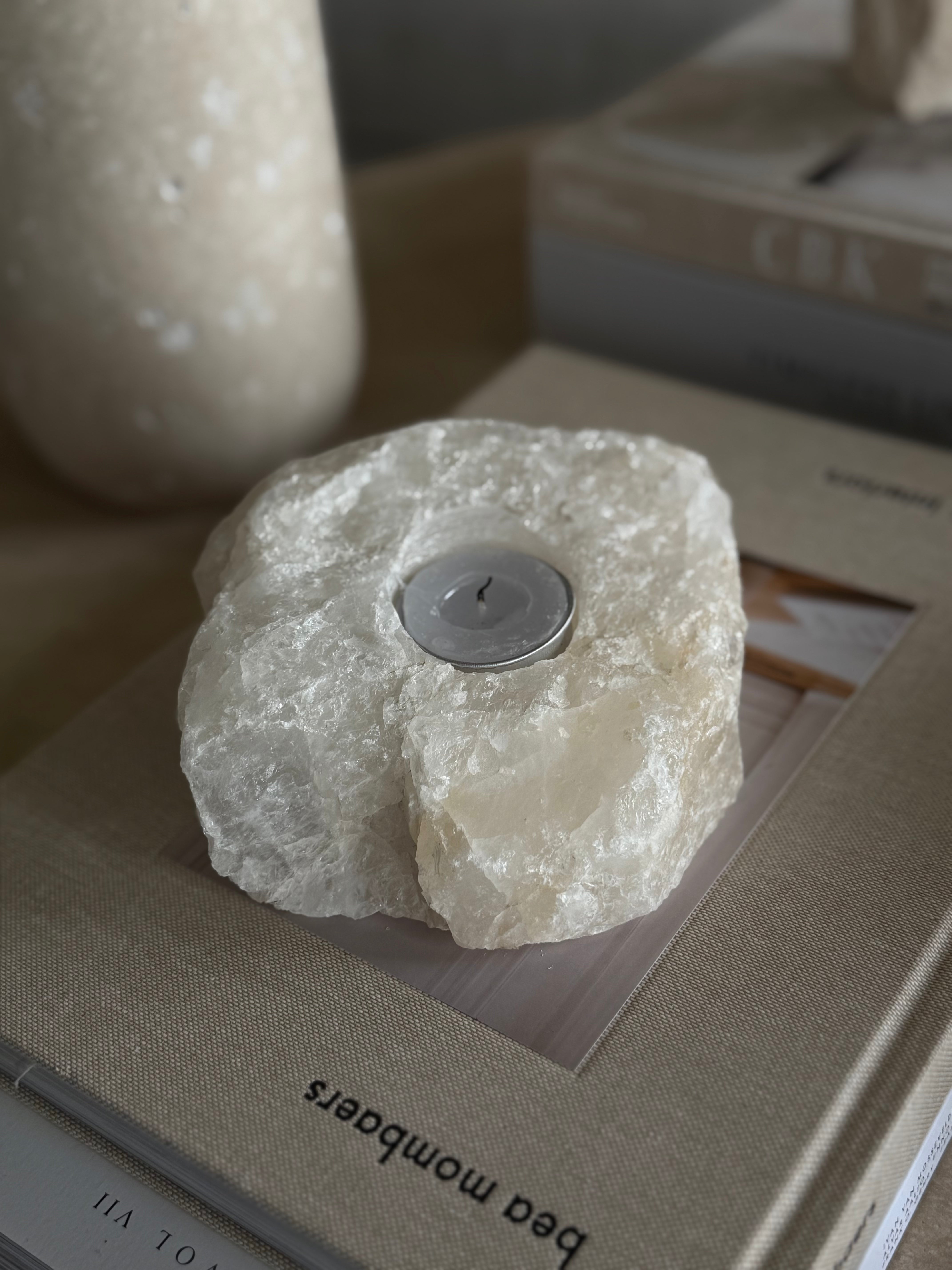 Quartz telysholder hvit/krem