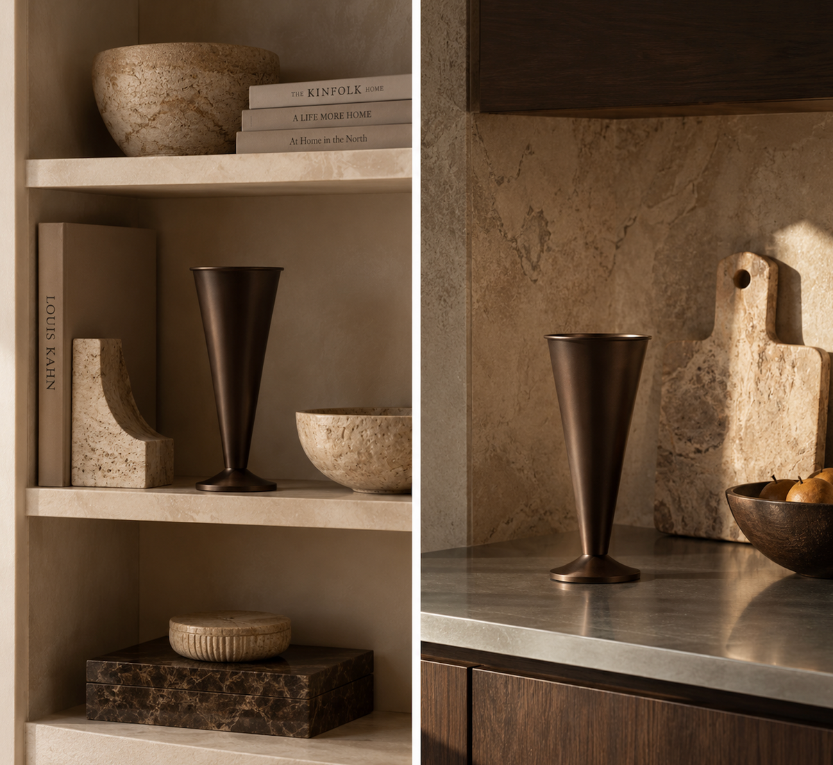 Trumpet vase antikk brun