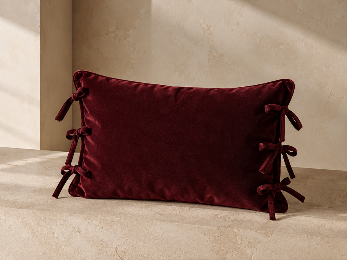 Bow putetrekk dyp rød velour