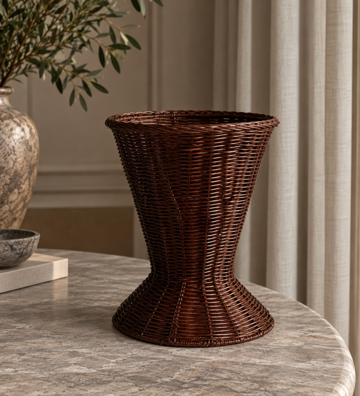 Florence rottingvase mørk brun