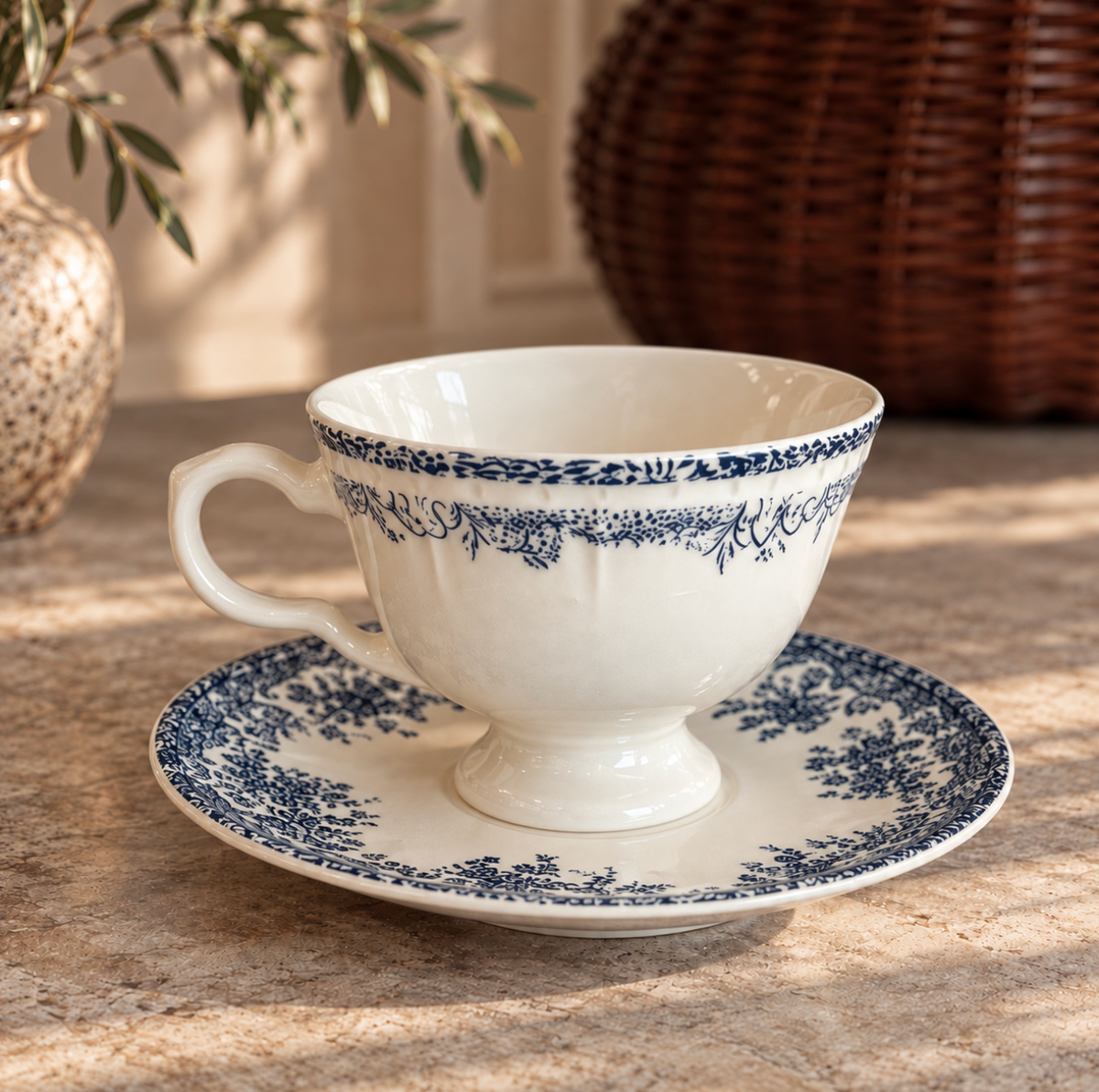 Blue Bloom kaffekopp m/fat