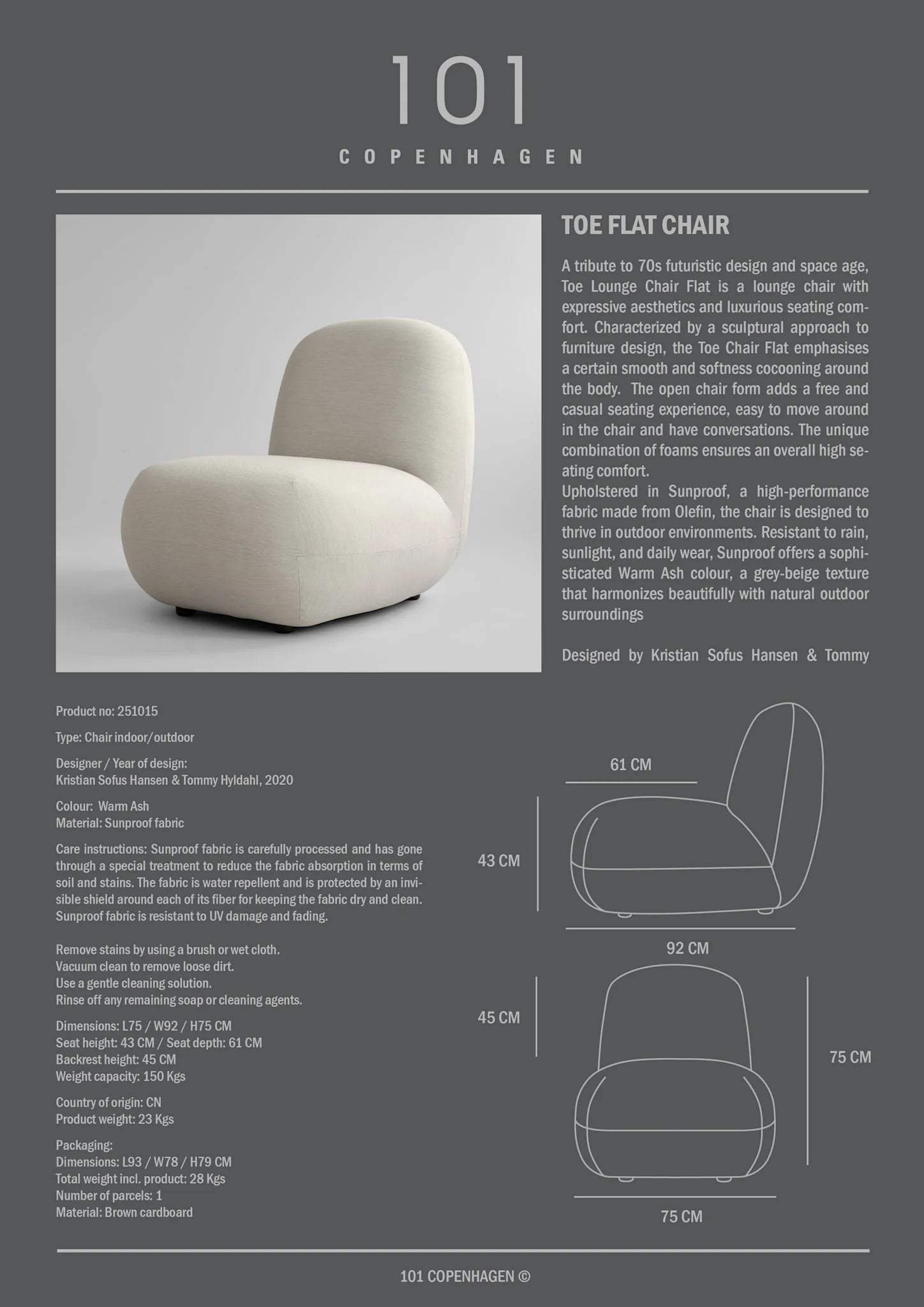 Toe flat loungestol outdoor