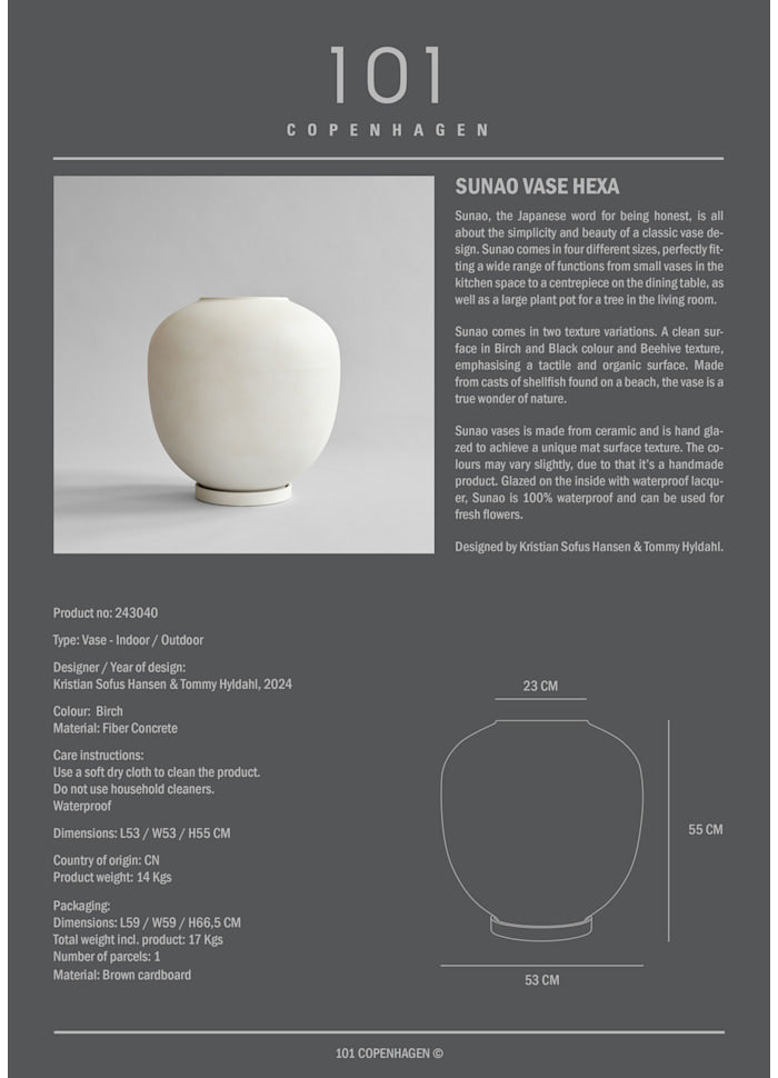 Sunao vase medium birch i romlig setting – bjørketone og skulpturell form
