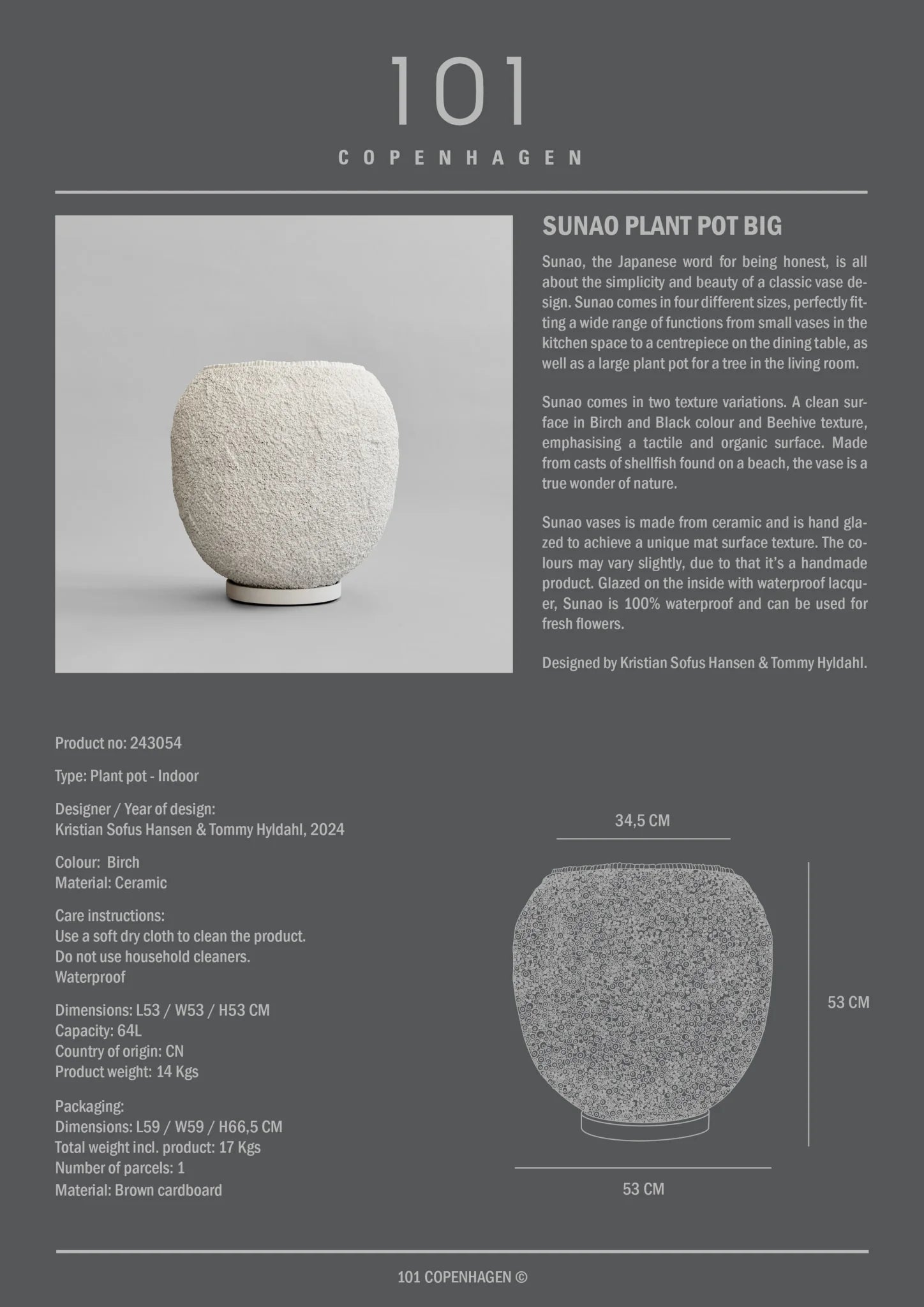 Sunao stor beehive vase med målskisse – høyde og bredde for stor beehive-variant
