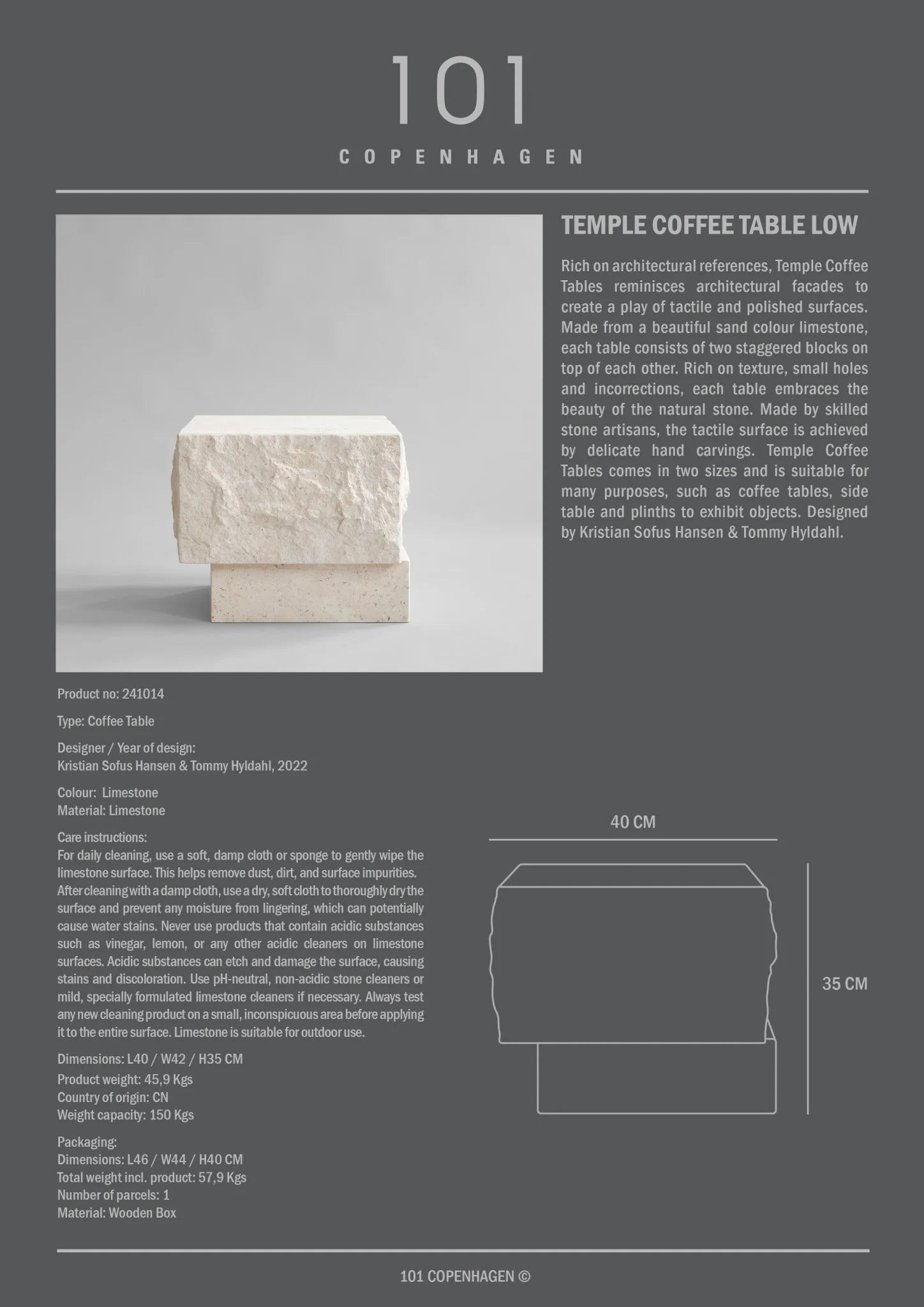 Temple sidebord sandsten