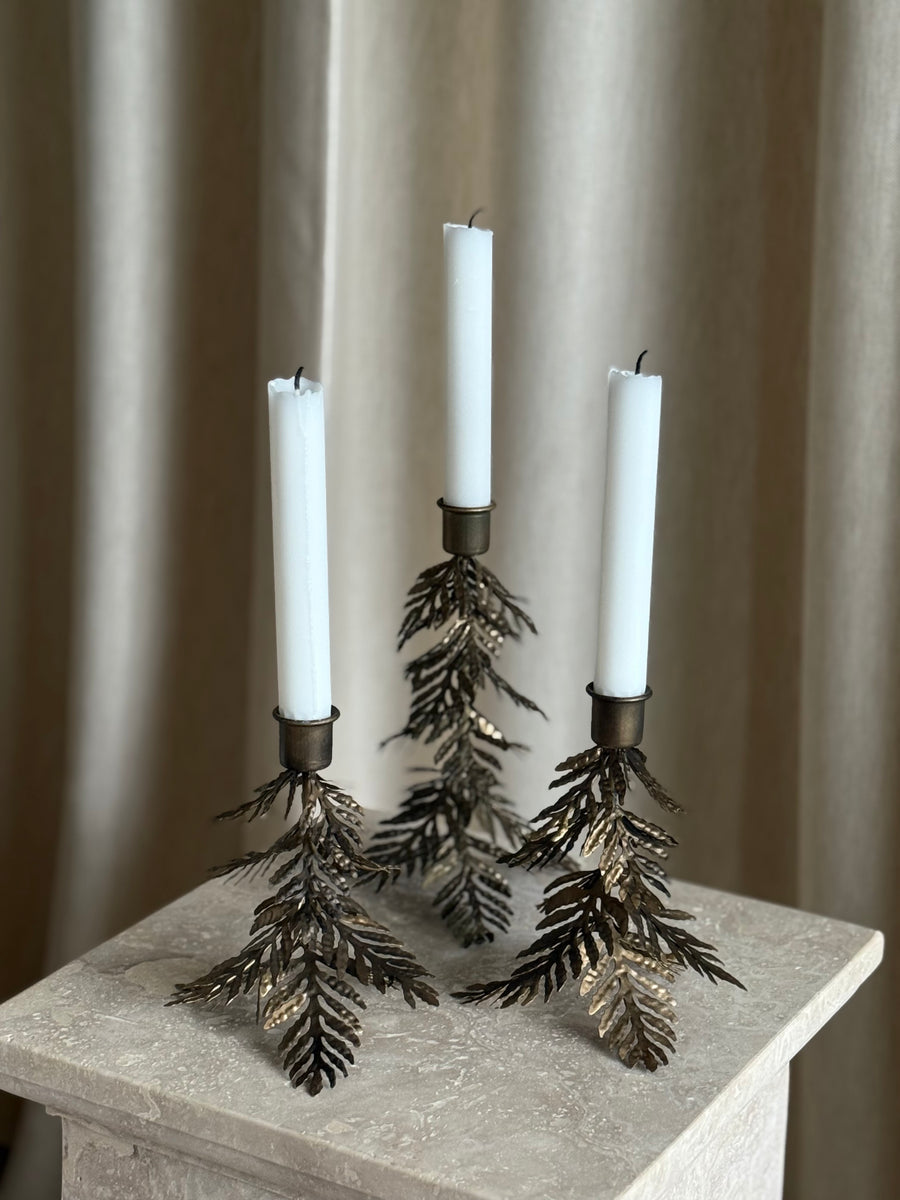 Tre lysestake antikk lav