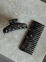 Hårklype + kam brun