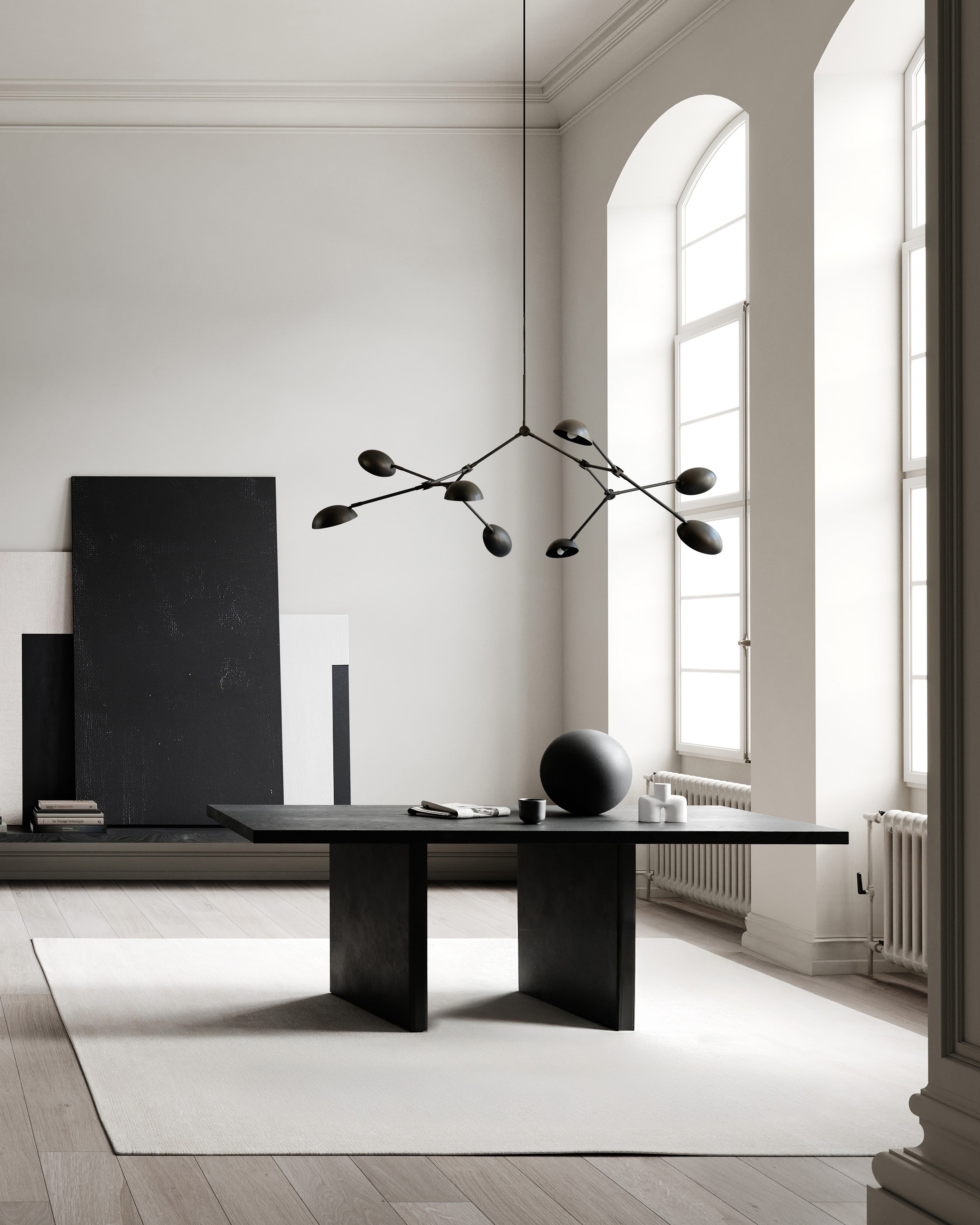 Drop chandelier burned black