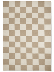 RUTETE ULLTEPPE I BEIGE OG HVITT