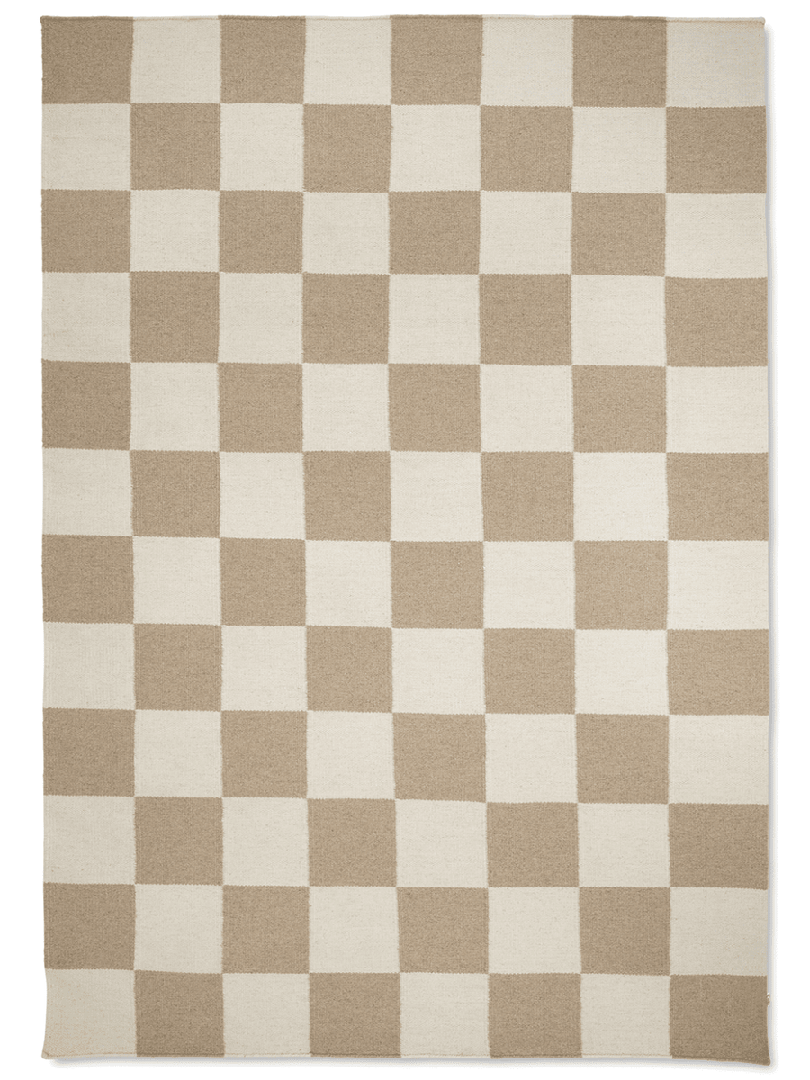 RUTETE ULLTEPPE I BEIGE OG HVITT