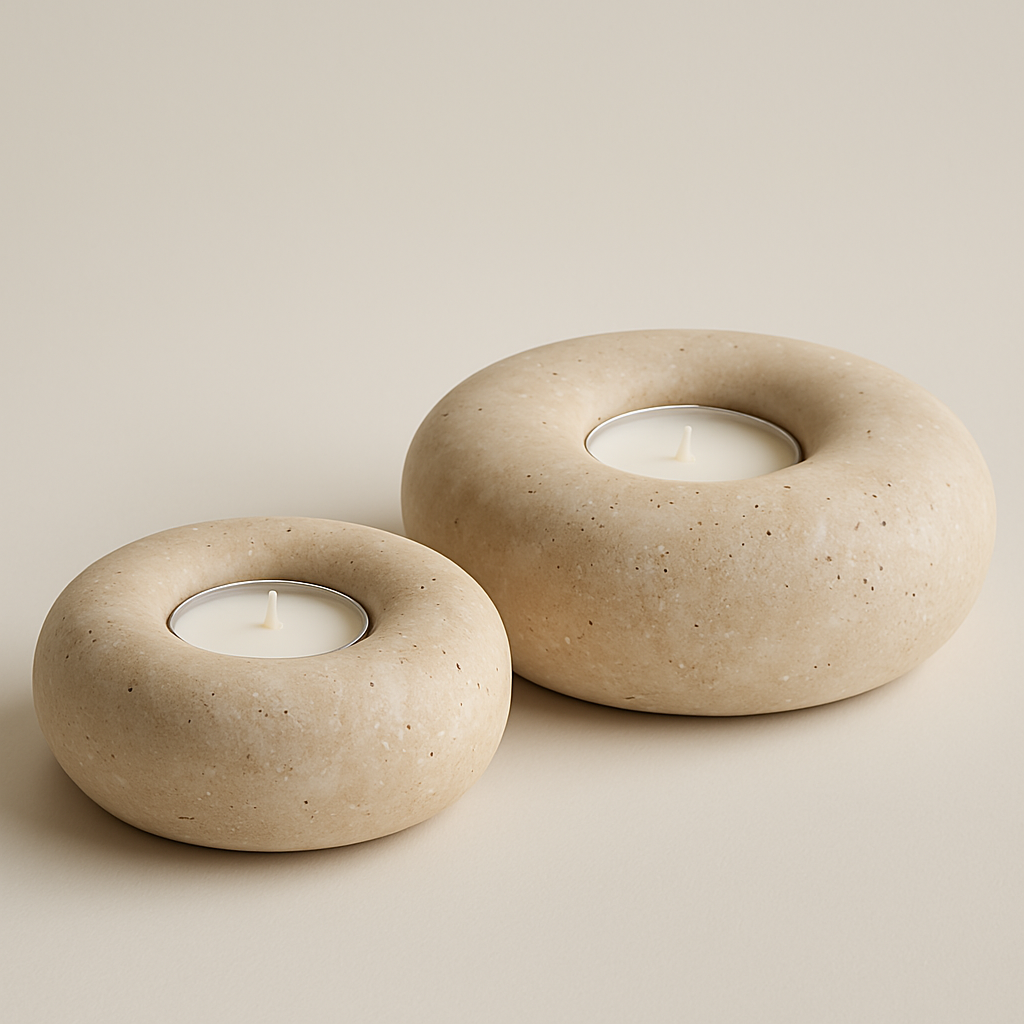 Stella big telysholder lys travertin