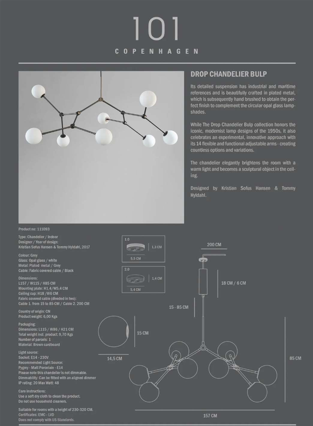 Drop bulb grande lysekrone
