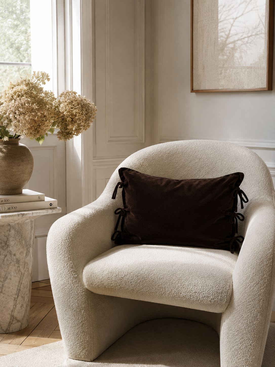 Bow putetrekk mørk brun velour