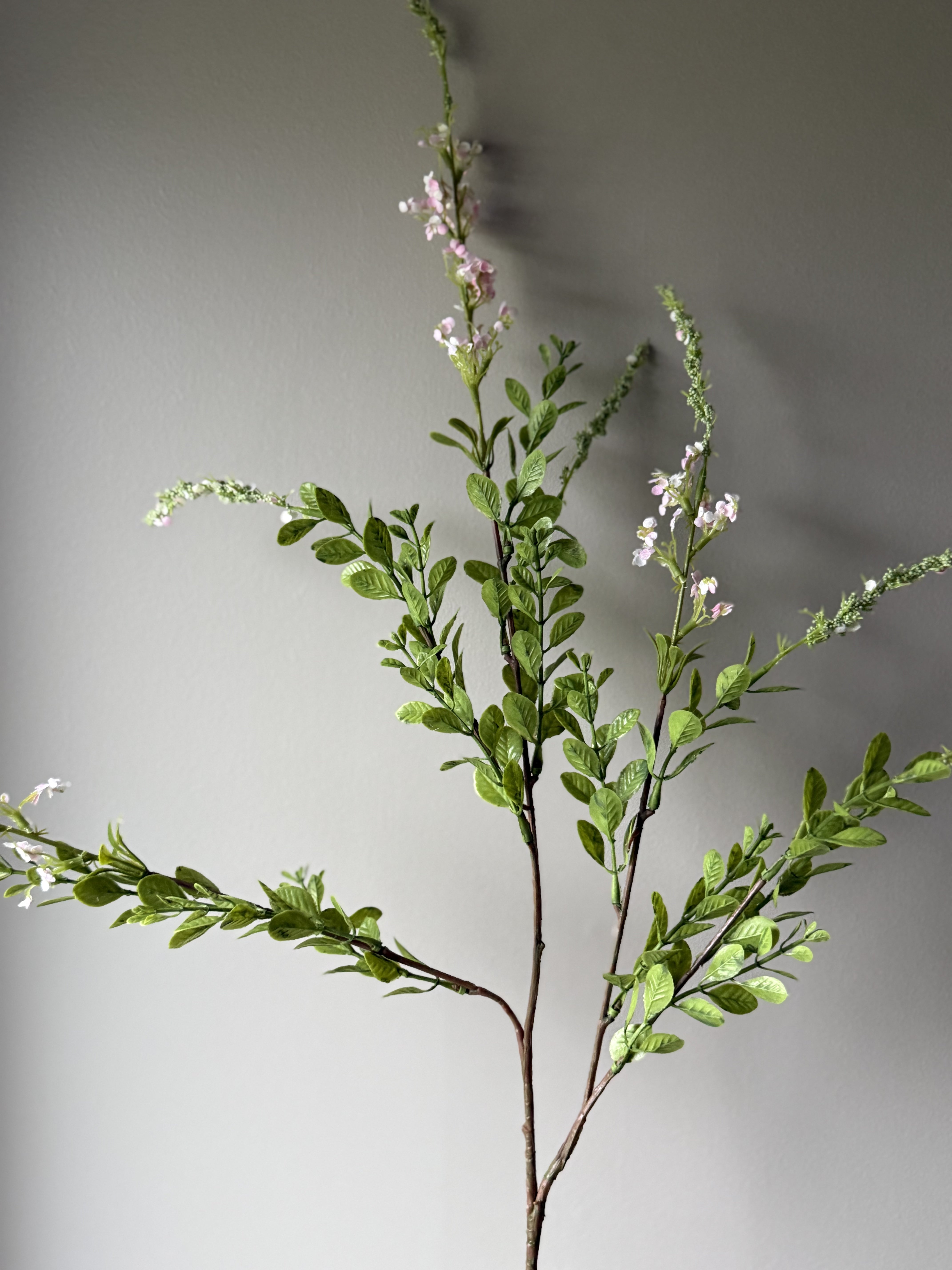 Gren med rosa blomster