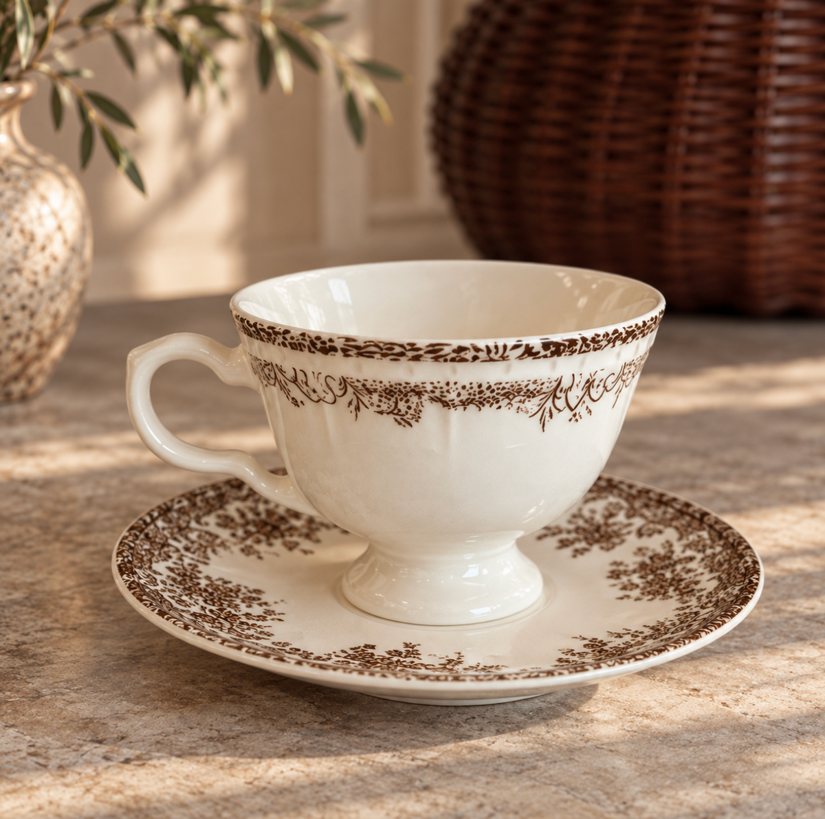 Brown Bloom kaffekopp m/fat