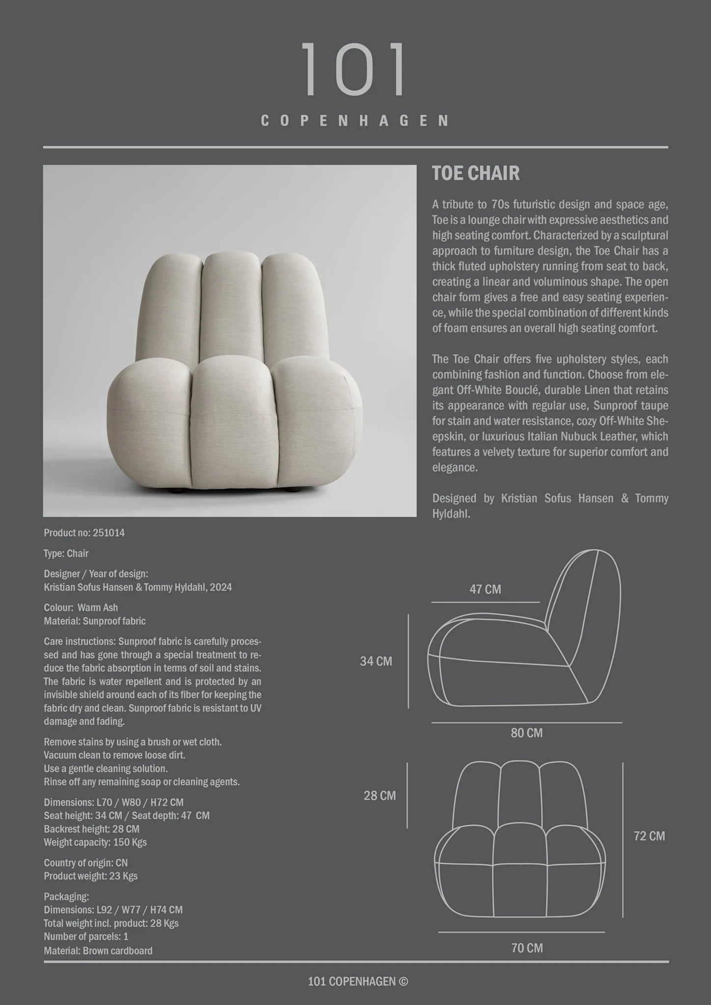 Toe loungestol outdoor i Warm Ash – stilark med skulpturelle, organiske linjer designet for utendørsbruk